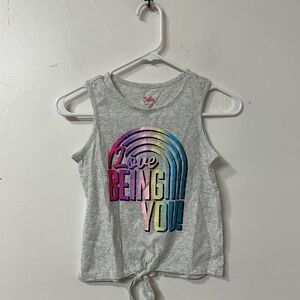 Justice Gray Tank Top with Vibrant Graphic Design